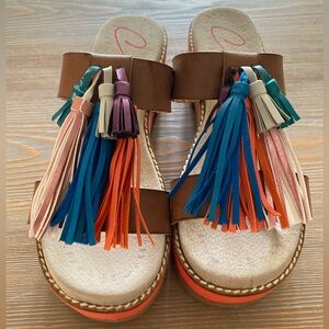 SOLD ON ANOTHER SITE Coolway Leather Sandals with Tassels. Women’s size 39 NWT